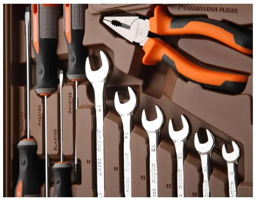 Универсальный набор инструмента 1/4"DR и 1/2"DR Ombra OMT75S, 75 штук - фото